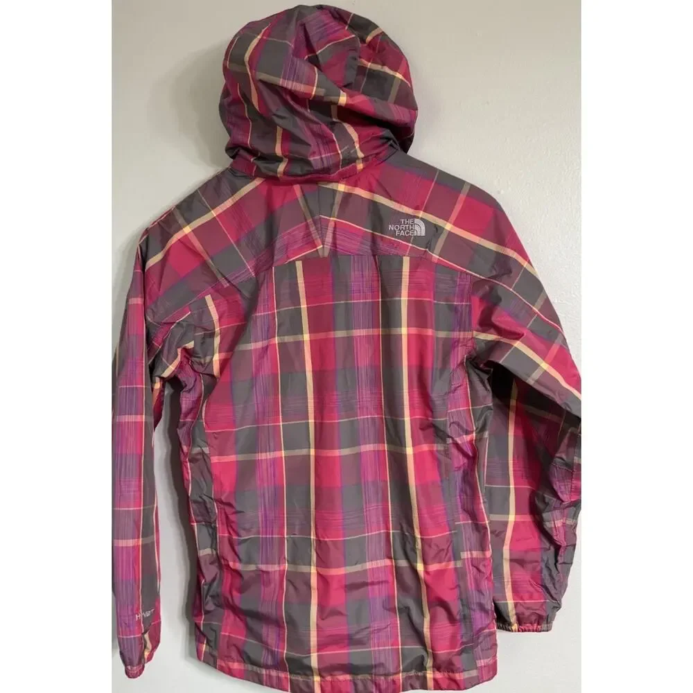 The North Face Hyvent Hooded Rain Jacket Girl Youth XL Pink Plaid Full Zip